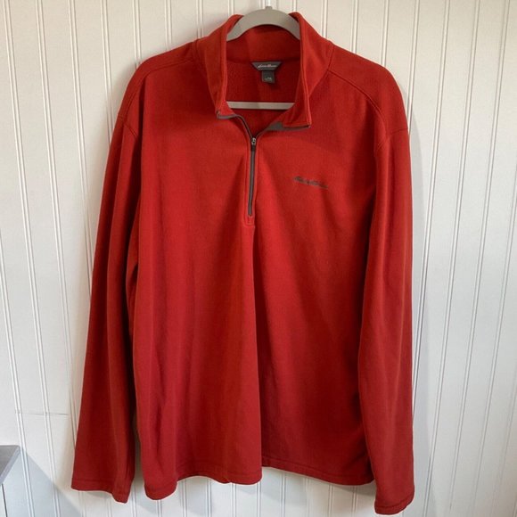 Eddie Bauer Sweater‎ Mens Tall Extra Large Orange 1/4 Zip Long Sleeve Sweatshirt - Picture 1 of 10